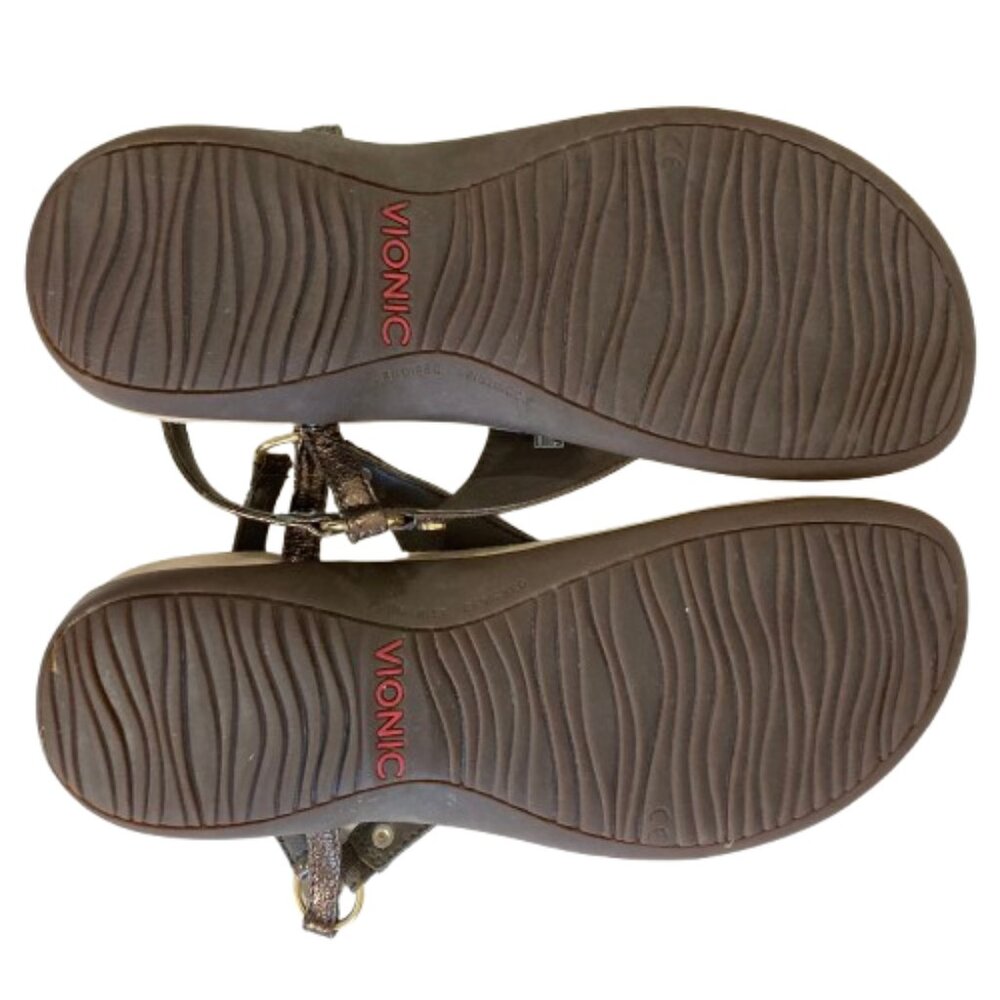 Vionic Kirra Sandals Metallic Bronze Thongs Orthopedic Flats Slingback, size 7.5 - Picture 9 of 11
